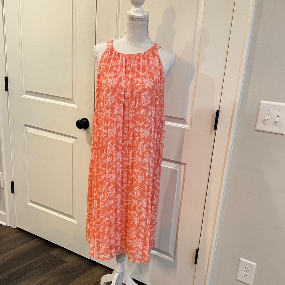 Cato Coral and White Floral Halter Dress